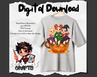 Halloween Sisters PNG Design. Cyfrowy
