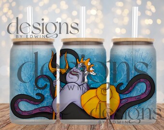 Conception de sublimation de canette en verre Libbey de 16 oz. Conception de dessin animé de méchants.