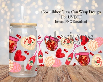 16 oz Libbey Glass Can UVDTF Wrap Design. Be My Valentine?