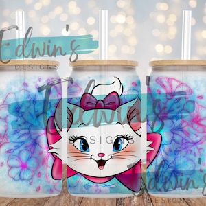 16 oz Glass Can Sublimation Design.  Cute Cartoon Character Design.