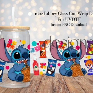 16 oz Libbey Glass Can Sublimation Design. Mexican Snacks Design.