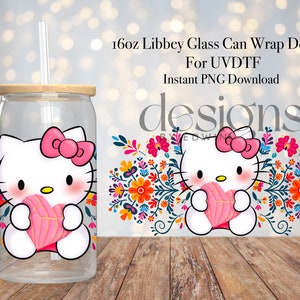 16 Unzen Libbey Glasdose UVDTF Wrap Design. Concha Cartoon Design.