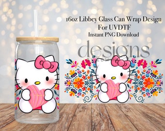 16 oz Libbey Glass Can UVDTF Wrap Design. Concha Cartoon Design.