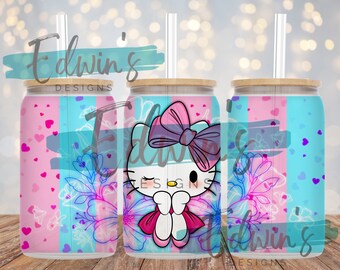 16 oz Glas Dose Sublimation Design. Niedliches Cartoon-Charakter-Design.