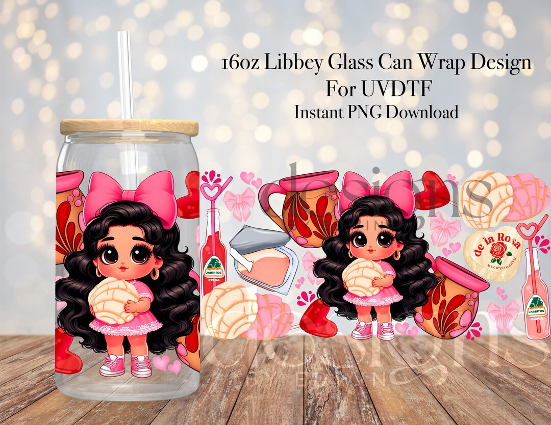 16 Oz Libbey Glass Can UVDTF Wrap Design. Conchas Coquette Design. - Etsy