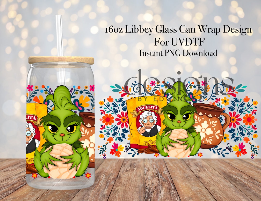 16 Oz Libbey Glass Can UVDTF Wrap Design. Concha Cartoon Design (can Be ...