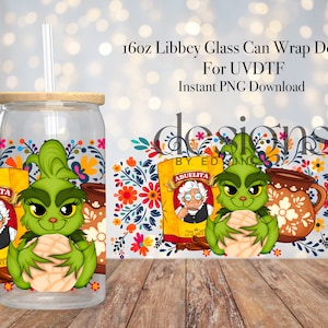 16 oz Libbey Glass Can UVDTF Wrap Design. Wzór Concha Cartoon (można używać również do sublimacji)