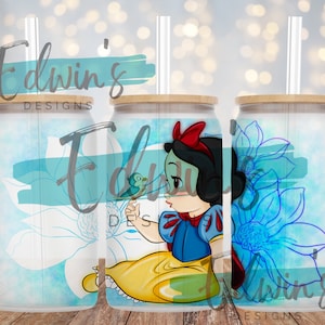 16 oz Glass Can Sublimation Design. Cartoon Design.