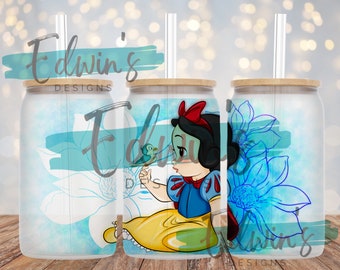 16 oz Glass Can Sublimation Design. Cartoon Design.