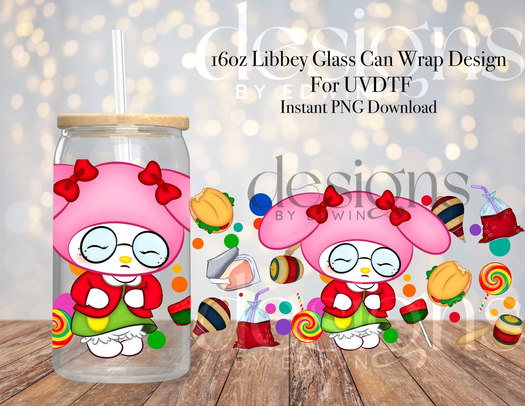 16 Oz Libbey Glass Can UVDTF Wrap Design. Mexican Cartoon Character ...