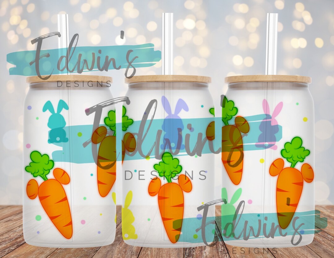 16 Oz Glass Can Sublimation Design. Easter Carrot Bunny Design. - Etsy