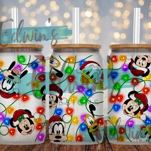 16 oz Glas Dose Sublimation Design. Weihnachten Cartoon Charakter Design