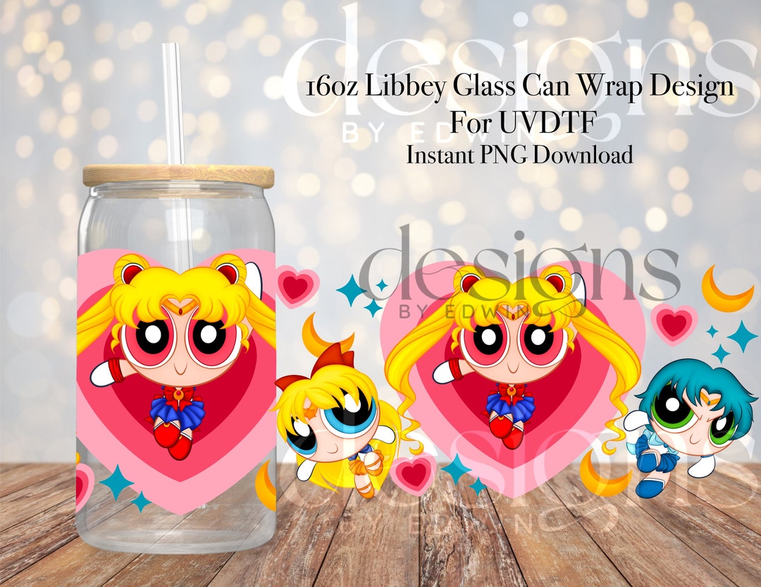 16 Oz Libbey Glass Can UVDTF Wrap Design. Cute 90's Cartoon Character ...