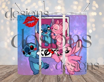 20 oz Straight Tumbler Sublimation Design.  Valentines Love Cartoon Character Design