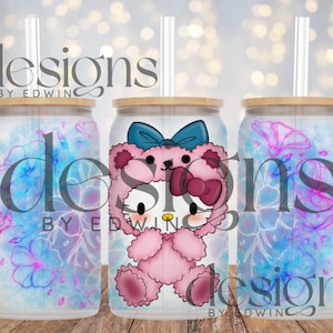 16 oz Libbey Glass Can Sublimation Design. Cute Cartoon Character Design