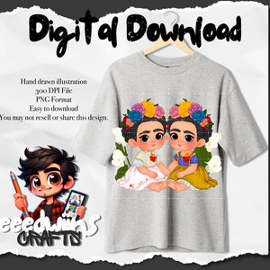 Twin Frida PNG Design. Digital Download Design.