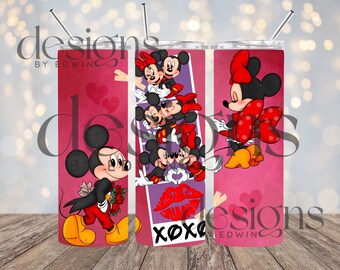 20 oz Straight Tumbler Sublimation Design.  Valentines Cartoon Character Design
