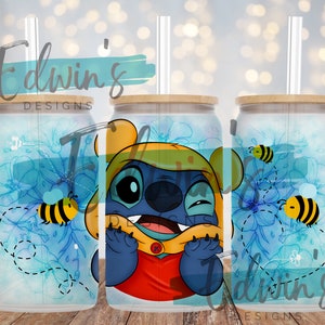 16 oz Libbey Glass Can Sublimation Design. Cartoon Character Design
