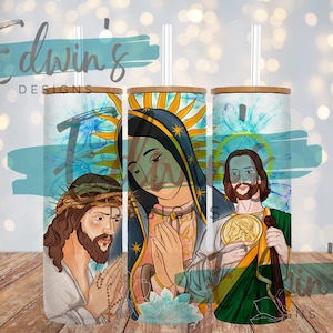 Design a sublimazione per bicchiere dritto da 20 once. Progettazione religiosa.