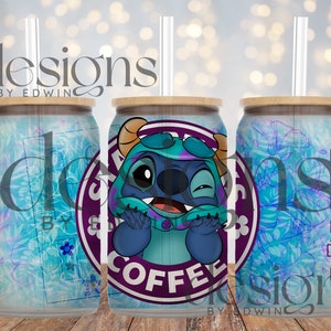 16 oz Libbey Glass Can Sublimation Design. Cute Cartoon Character Design