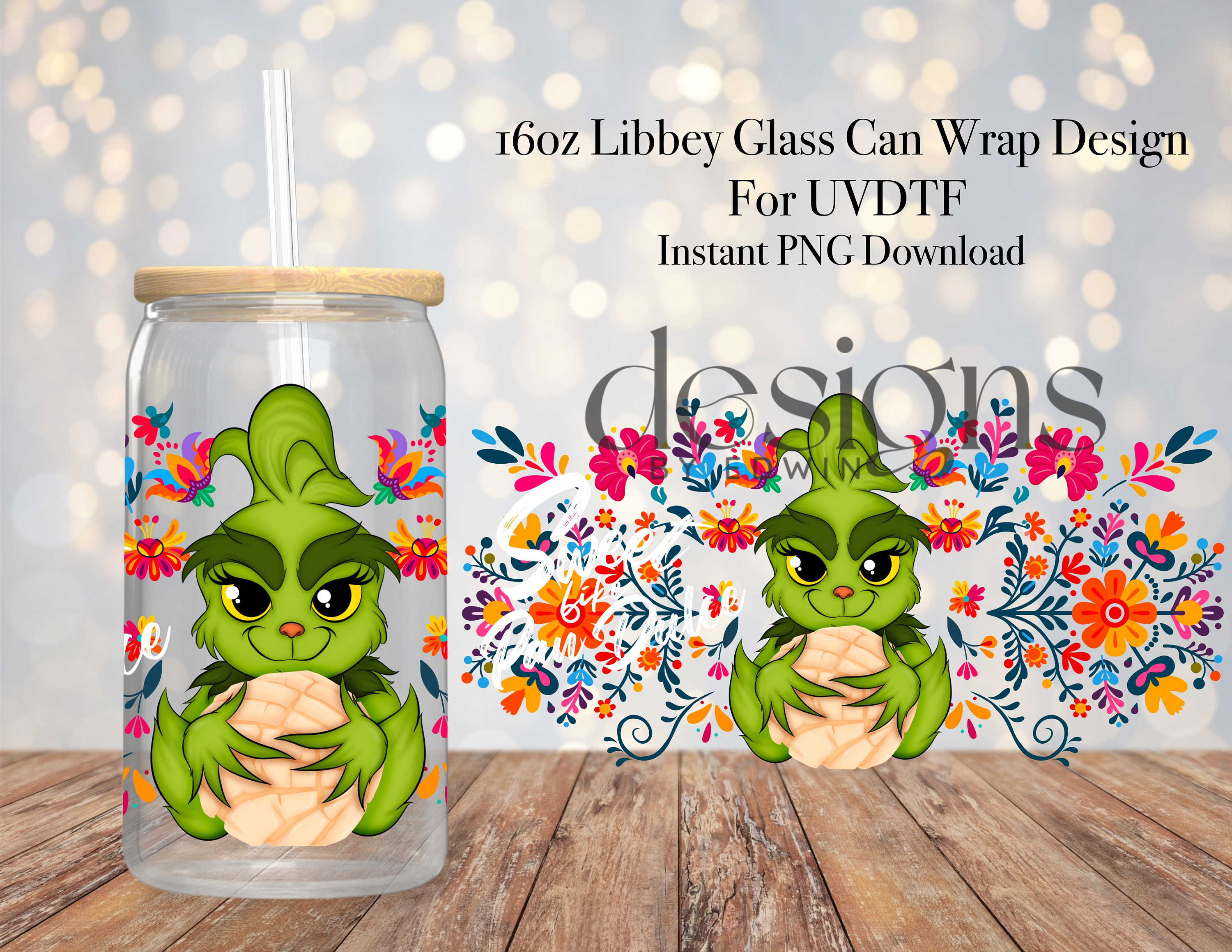 16 Oz Libbey Glass Can UVDTF Wrap Design. Sweet Like Pan Dulce. (can Be ...