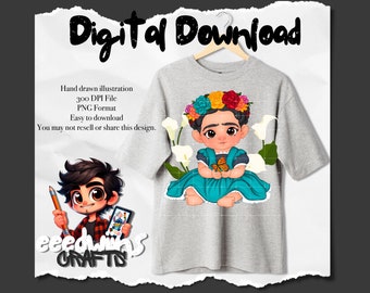 Mariposa Frida PNG Design. Digitaler Download.