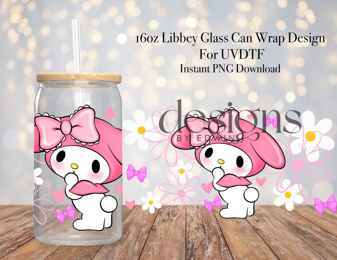16 Oz Libbey Glass Can UVDTF Wrap Design. Cute Pink Cartoon Design. - Etsy