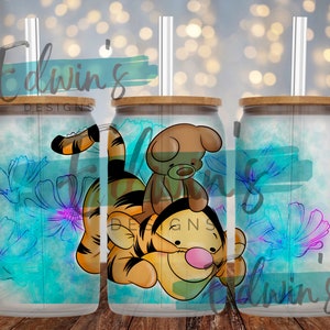 16 oz Glass Can Sublimation Design. Cartoon Character Design