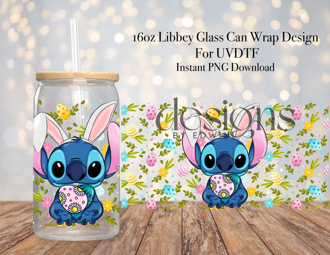 16 Oz Libbey Glass Can UVDTF Wrap Design. Cute Easter Cartoon Design ...