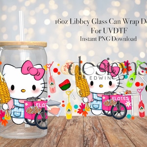 16 oz Libbey Glass Can UVDTF Wrap Design. Dona Elotera Gata.