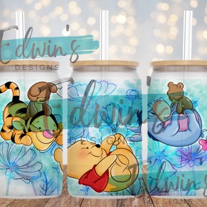 16 oz Glass Can Sublimation Design. Cartoon Character Design