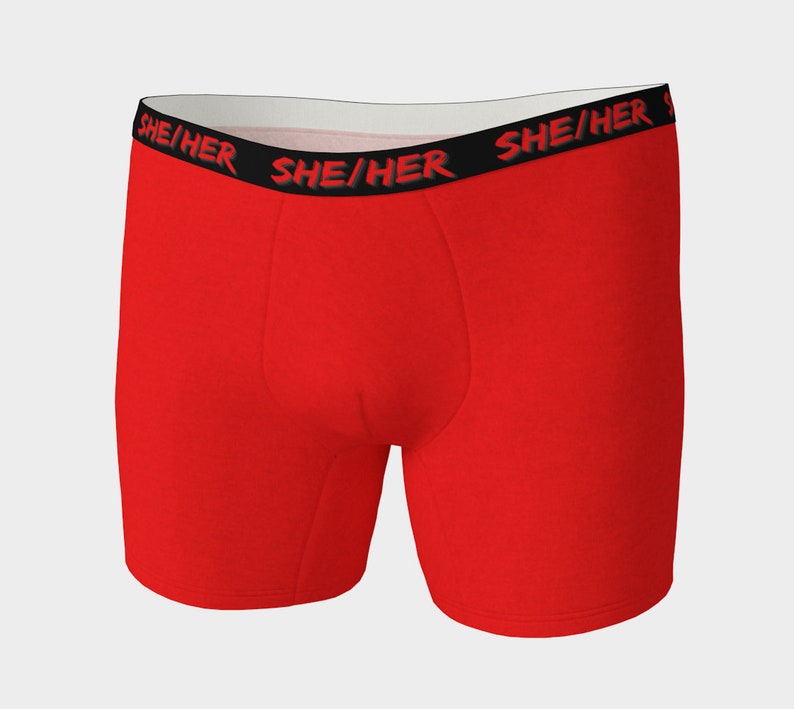 She/her Pronouns Red Boxer Briefs Gender Neutral Underwear Etsy