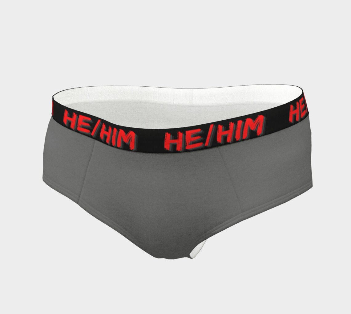 He/him Pronouns Grey Cheeky Briefs Gender Neutral Underwear Etsy UK