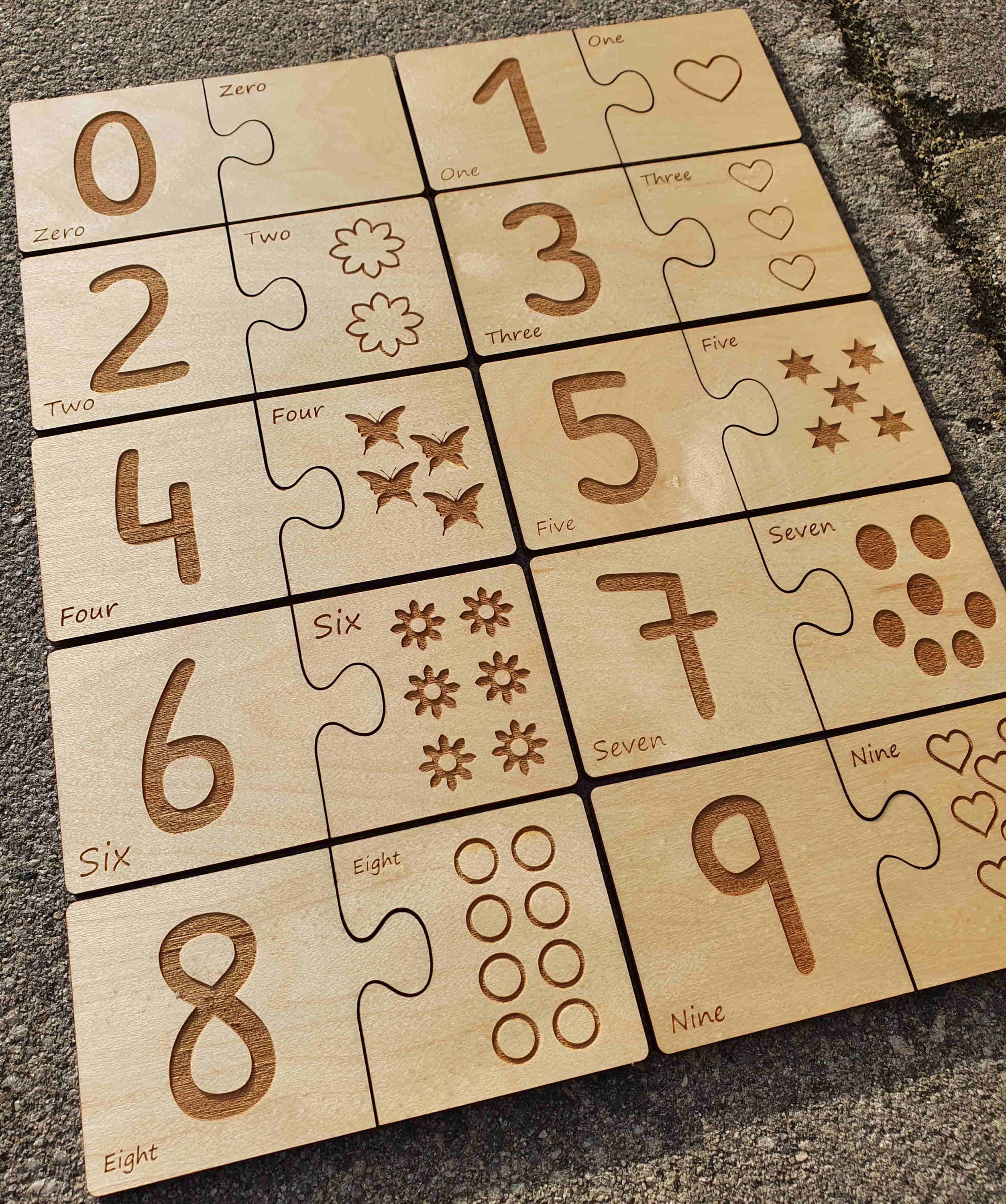 Number puzzle 0-9 eng/swe/esp | Etsy