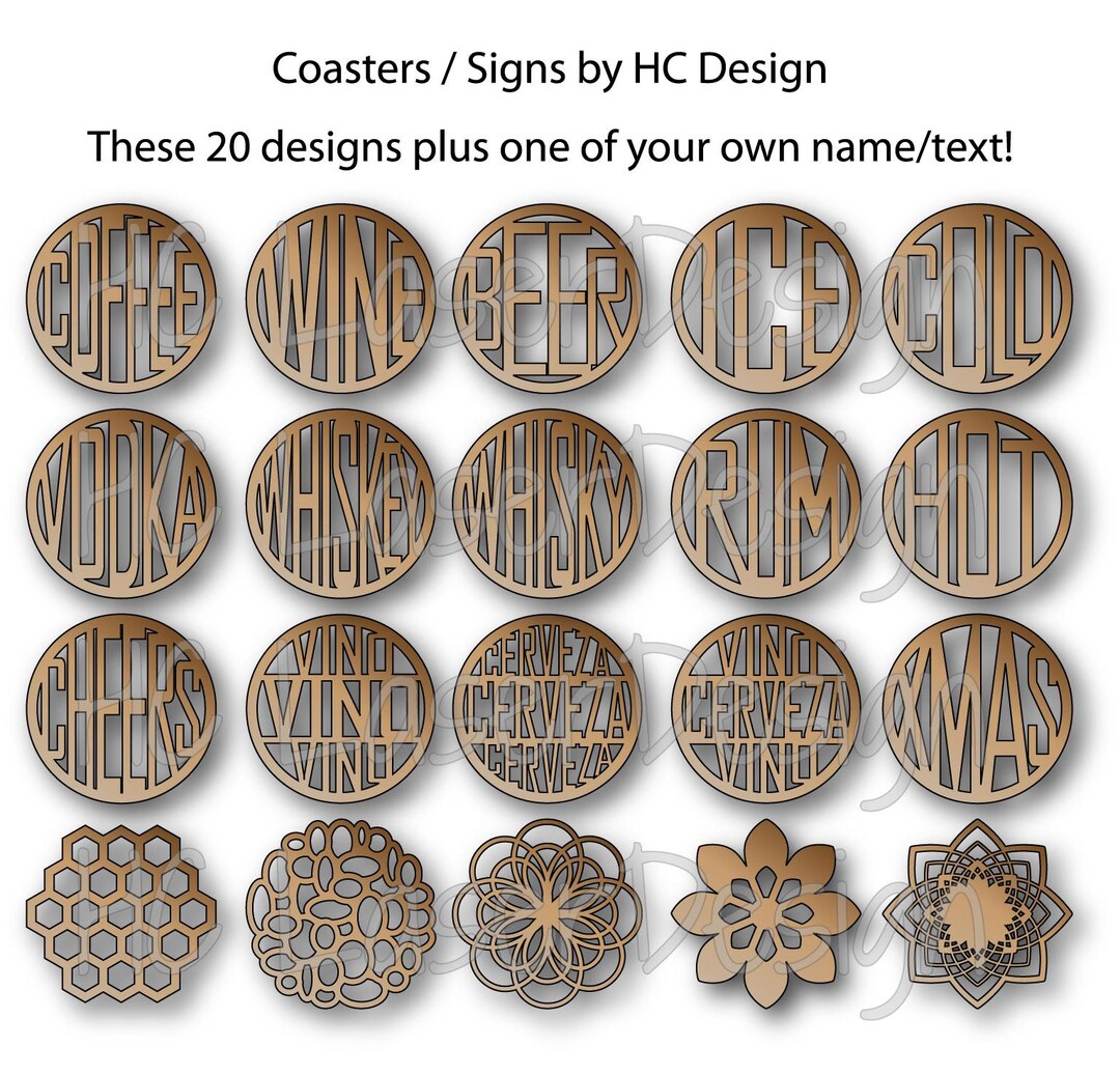 Coasters / Signs, 20 Designs + One of Your Own! File for Laser - Etsy