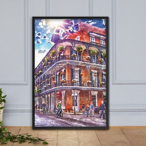New Orleans Watercolor Art Print French Quarter Architecture Poster Portrait Nola Home Wall Decor Louisiana Housewarming Fall Wedding Gifts