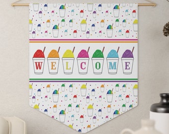 Welkom Sneeuwbal Zomer Teken Muur Opknoping Wandtapijten Wimpel Klas Decor New Orleans Geschenken Nola Rainbow Snoball Art Louisiana Deurhanger
