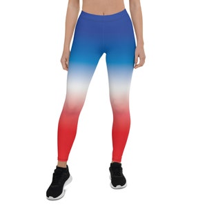 Red White & Blue Ombre Leggings/Summer/USA/Patriotic/Red White and Blue Leggings/July 4th/Tie Dye Leggings/4th of July/Workout Leggings/Gym