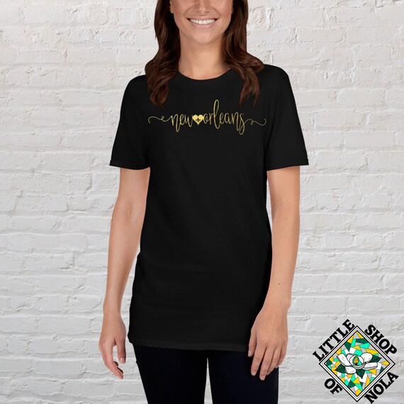 I Heart New Orleans T-Shirt with Fleur de Lis 2XL / Purple / Blue