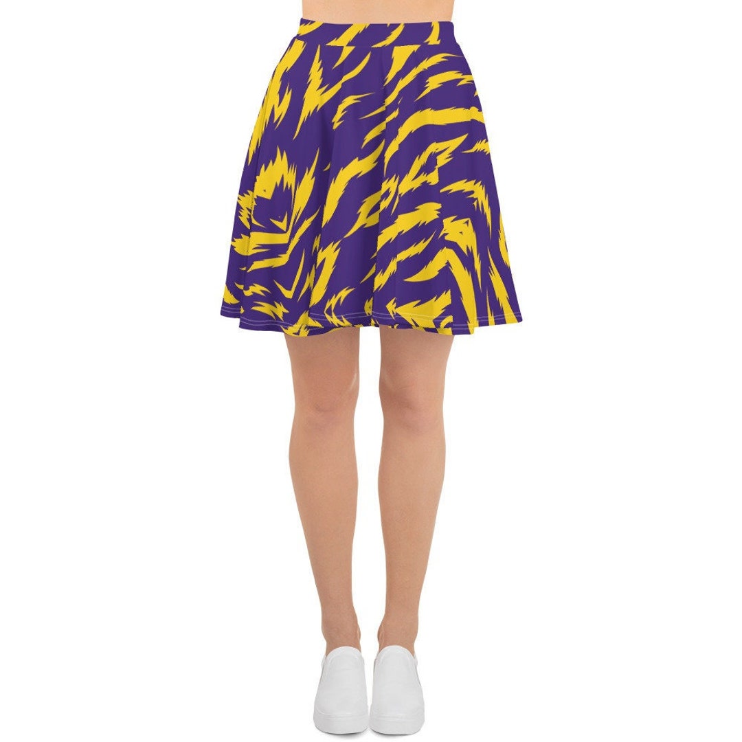 Tiger Striped Skater Skirt Game Day Womens Clothing Baton Rouge Louisiana Ladies Christmas Gifts