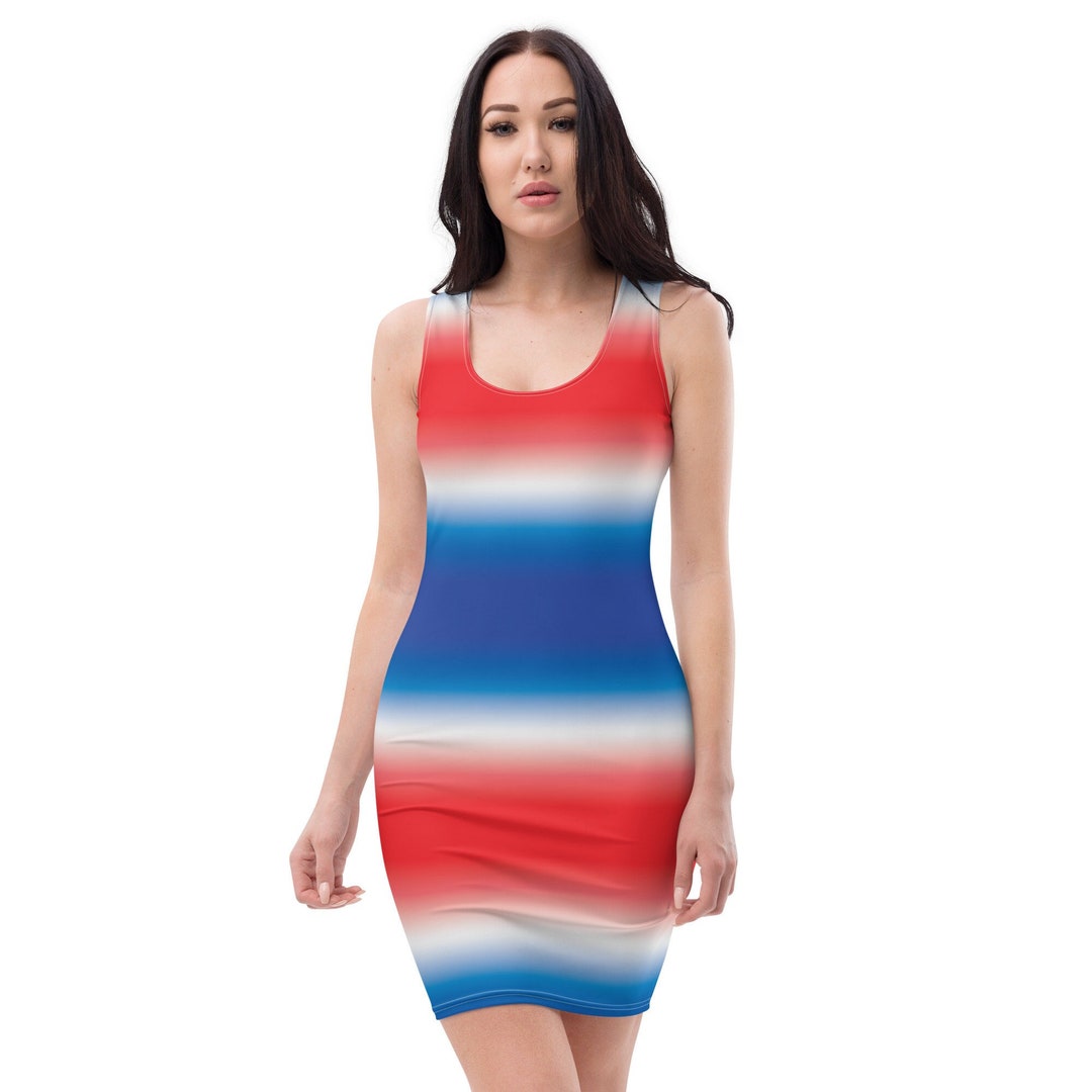 Red white and hotsell blue bodycon dress