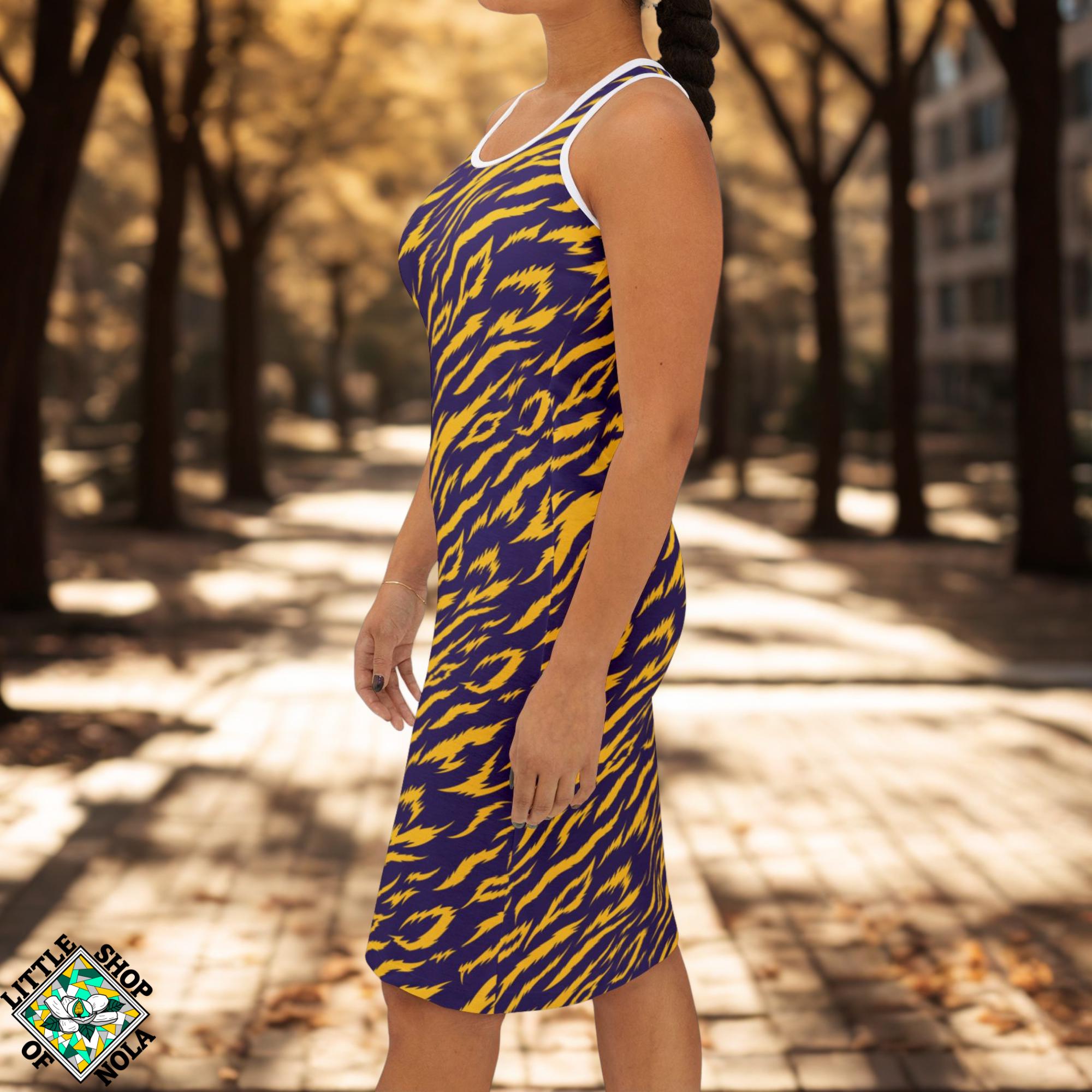 Purple Gold Tiger Stripes Womens Racerback Dress Game Day Apparel ...