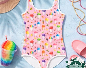 Summer Snowball Swimsuit, New Orleans Snoballs with Whimsical Fruit One Piece Kids Outfit