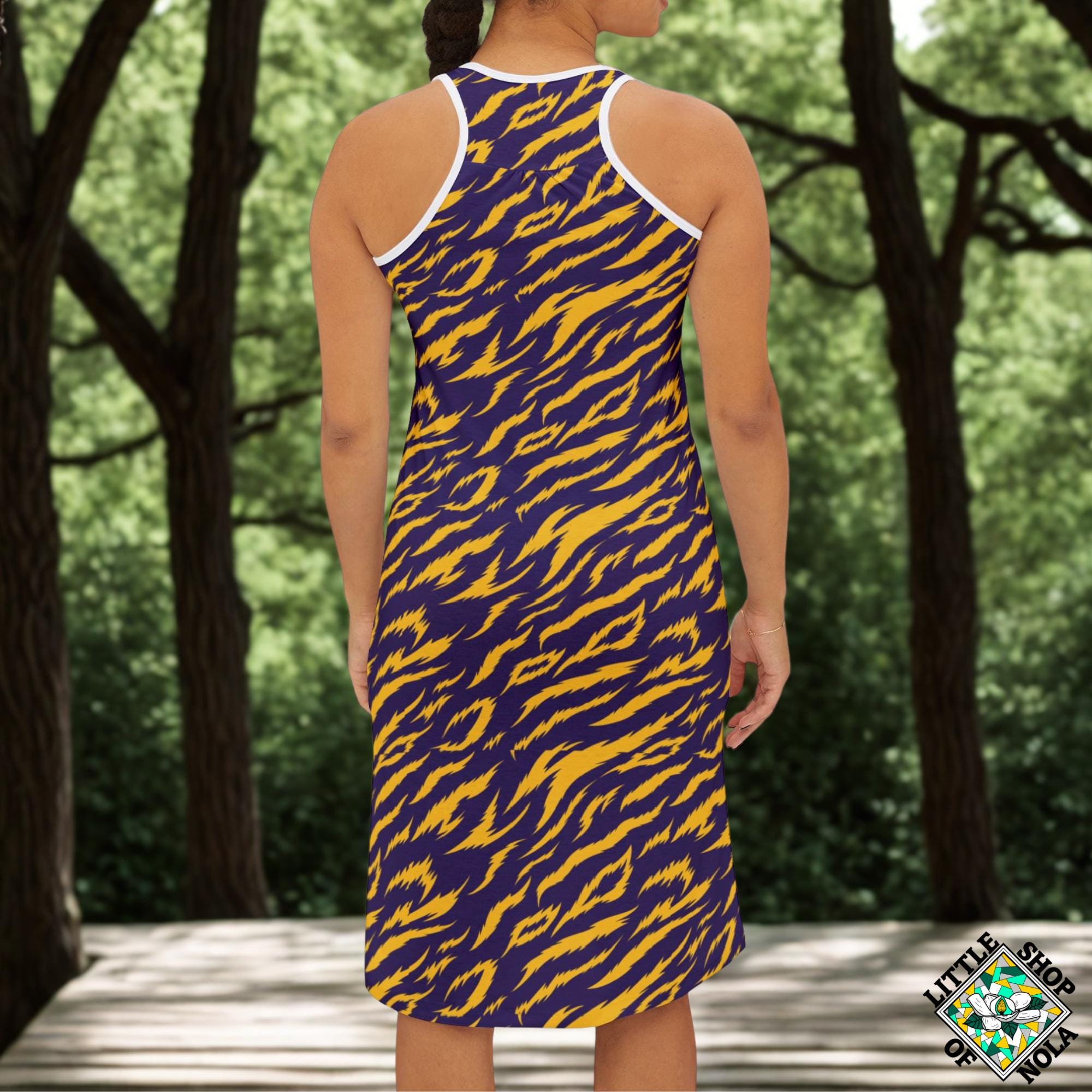 Purple Gold Tiger Stripes Womens Racerback Dress Game Day Apparel ...