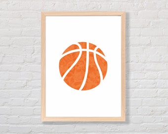 Lámina artística con textura de agua y baloncesto, decoración para habitación infantil (descarga digital)