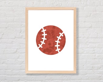 Lámina artística con textura de agua de béisbol, decoración para habitación infantil (descarga digital)
