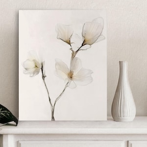 Beige Flower Print, Neutral Wall Art, Digital Print, Minimalist Floral Art, White Floral Poster, Soft Beige Printable, Abstract Flower Print