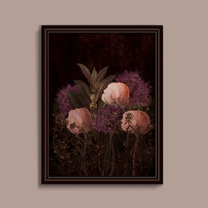 Dark Floral Print: Roses on Black, Botanical Wall Art (Digital Download)