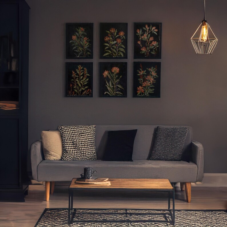 Dark Academia Floral Print Set: Moody Botanical Wall Art (digital ...