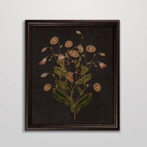 Dark floral print, printable wall art, wildflower print, moody painting, black botanical, vintage botanical, flower artwork, digital prints